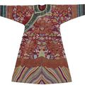 A brocade-woven red silk gauze summer dragon robe, Late Qing-Republic period