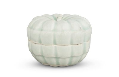 A 'Qingbai' melon-form box and cover, Southern Song dynasty