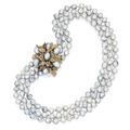 18 karat gold, baroque cultured pearl and diamond necklace, Buccellati