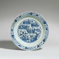 A blue and white dish, Late Ming dynasty