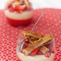 verrine fraise/tomate, crème de mascarpone à l'huile d'olive