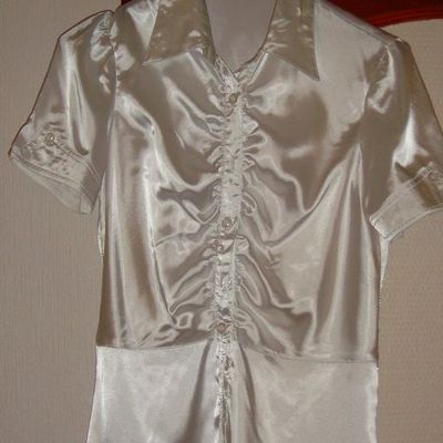 Chemise manches courtes satin blanc