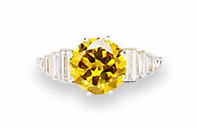 A fancy-coloured diamond single-stone ring, circa 1930