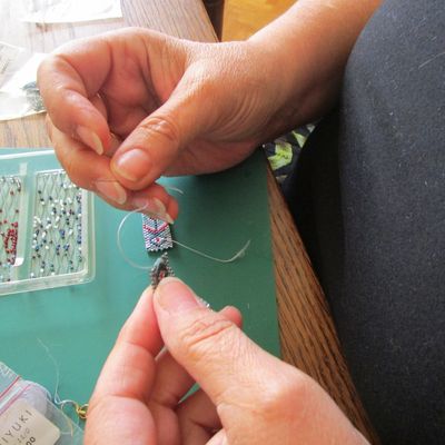 Parure BO et bracelet, tissage peyote