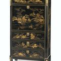 Secrétaire à abattant en vernis parisien d'époque Louis XVI, estampillé L. FOUREAU et JME
