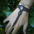 Bracelet / Bijoux de main tribal marron pierre de jaspe macramé