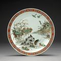 Plat à décor de paysage et d'oiseau, règne de Kangxi (1662-1722)