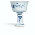 A blue and white stemcup, Yuan dynasty