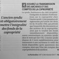 SYNDIC et LA TRANSMISSION DES COMPTES DE COPROPRIETE AU NOUVEAU GESTIONNAIRE