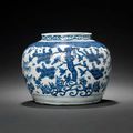 A blue and white jar, Wanli