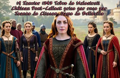  19 Janvier 1343 Trêve de Malestroit - Château Pont-Calleck prise par ruse par Jeanne de Clisson, Dame de Belleville.