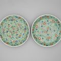 A pair of famille verte dishes, Kangxi