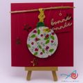 Carte de voeux avec tissu - Fabric Christmas bauble card