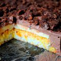 Gâteau de fête : biscuit léger au confit de mandarine et suprême de chocolat noir - recette Valrhona