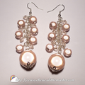 Boucles d'oreille grappe - perles miracle et cristaux rose