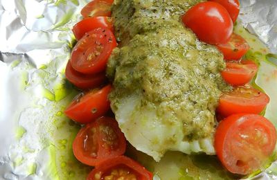 papillote de cabillaud au pesto