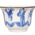 A vine cup with the '8 Taoist Immortals'. Four-character hallmark. China, 18th cent. (Qing-dynasty 1644-1911)