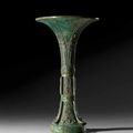 A Finely Cast Archaic Bronze Ritual Wine Vessel, Gu, Shang Dynasty, Anyang phase (1300–1050 BC)