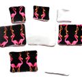 Lot de 8 Lingettes Démaquillantes Bio Flamants Roses fond Noir