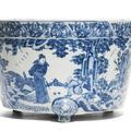 A large blue and white Zhangzhou tripod incense burner, Late Ming dynasty (1368-1644)