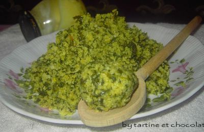 Couscous au épinard ( mauve, bakoula, khobiz)
