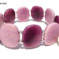 BRA079 - Bracelet ethnique en tagua rose et violet