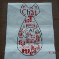 le chat : broderie finie