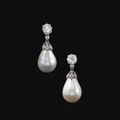Pair of natural pearl and diamond pendent earrings, circa 1900 - Sotheby's