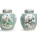 A pair of famille verte jars and covers, Kangxi period (1662-1722)