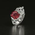 A magnificent ruby, diamond and onyx 'panthère' ring, mounted by Cartier