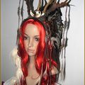 Coiffe Shaman Plumes Cornes Wicca Pagan native american Bohemian Feathers Horns Boho Headdress