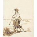 Francisco José de Goya y Lucientes (Fuendetodos 1746-1828 Bordeaux),  A hunter with his dog in a landscape