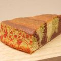 Sponge Cake sans gluten et sans lactose, à dominance citronnée, marbré Thé Matcha et Cacao Amer