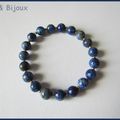 [BR65] bracelet en perles lapi lazuli + petites perles dorées (D)