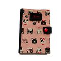 Etui Passeport Protège Carnet de Santé pour Chien Bouledogues Français fond rose Nom Brodé