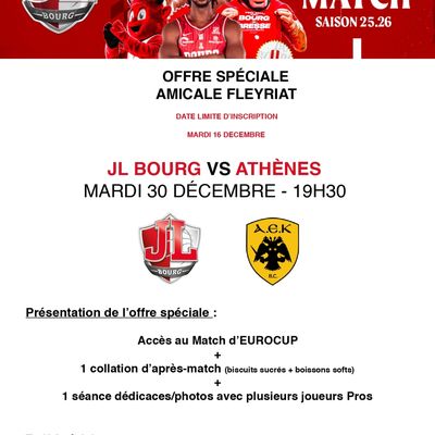MATCH JL BOURG / ATHENES le 30 décembre 2025