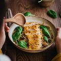 Soupe de nouilles aux champignons et escalope