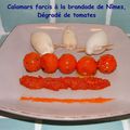 Calamars farcis à la brandade de Nîmes, Dégradé de tomates