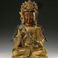 A gilt-bronze figure of Manjusri, Ming dynasty (1368-1644)