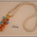 Collier crocheté : milk & plumetis multicolore...