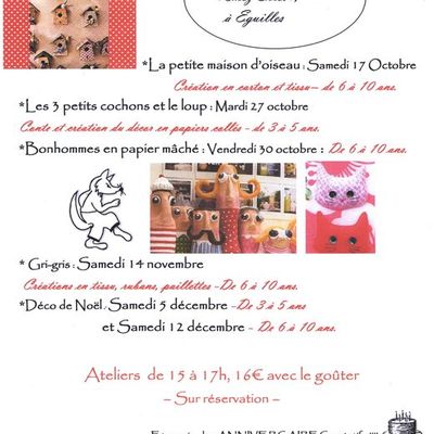 Ateliers et anniversaires de 3 à 6 ans à Eguilles 