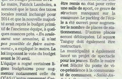 Second Conseil Municipal (aricle du Midi Libre, 25 avril 2014)