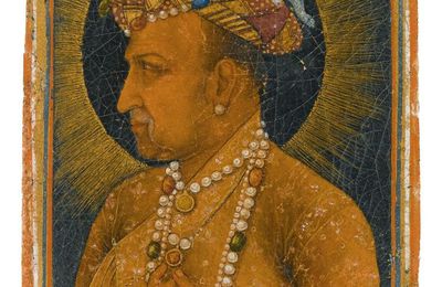 A bust-length portrait of the Emperor Jahangir, signed by Daulat, Mughal, dated 1627