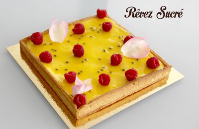 Tarte passion-rose & framboises by Christophe Adam