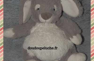 Doudou lapin casino, blanc gris, doudoupeluche.fr