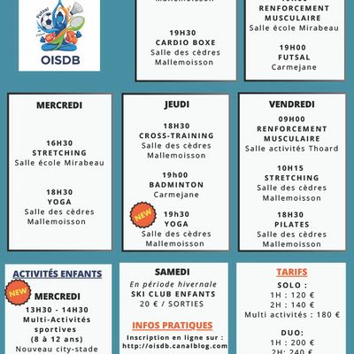 Modification du Programme OISDB 2025 2026 le vendredi