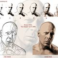 Illustration - Différentes étapes de création d'une illustration de Bruce Willis