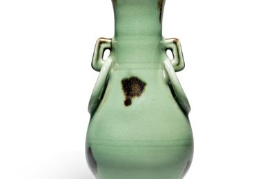 A 'Longquan' celadon-glazed 'tobi-seiji' handled vase, Yuan dynasty (12798-1368)