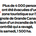 Incendie sur l'île de Grande Canarie