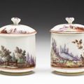 Pair of Toilet Pots (Pots à pommade), Vincennes Porcelain Manufactory, Vincennes, France, 1746-1748